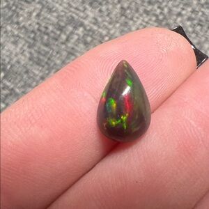 Elegant Teardrop Cabochon Loose Black Opal Gemstone - Ethiopian Fire 🔥